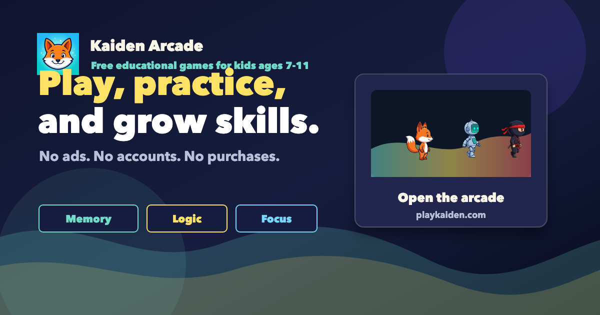 Kaiden Arcade’s colorful educational game collection